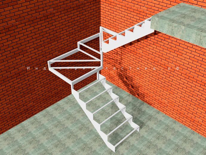Каркас лестницы для дома на второй этаж Закрытого типа с 4 забежными ступенями . Заказать лестницу Закрытого типа с Забежными ступенями в Москве и области на сайте либо по телефону +7 (985) 517-77-07